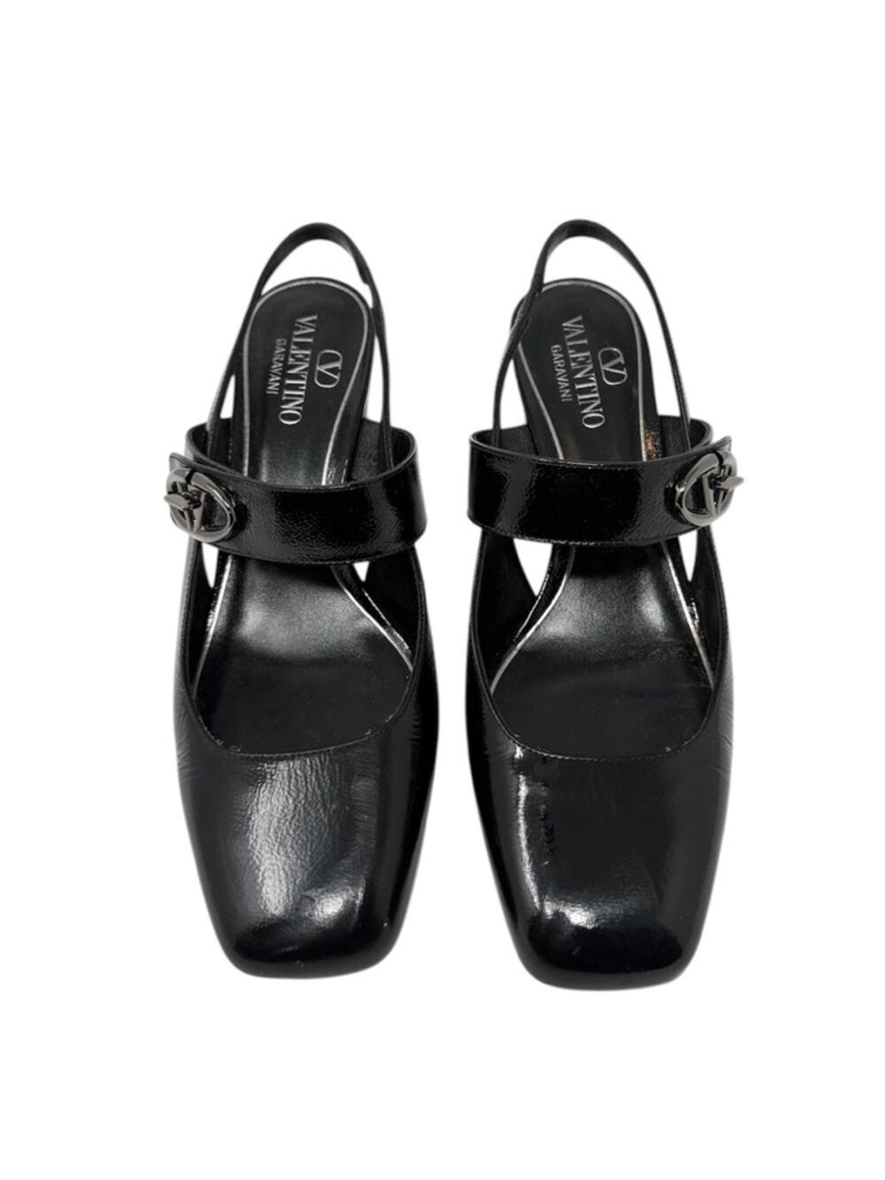 Valentino Garavani VLogo Locker Black Patent Mary Jane Pumps 38